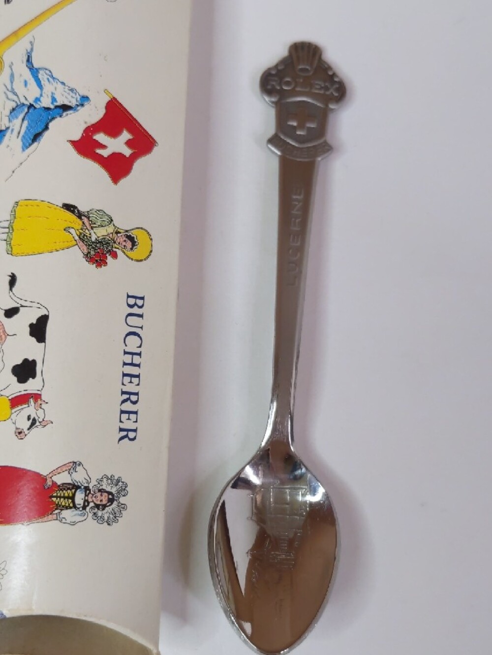 Vintage Rolex Bucherer Lucerne Swiss Souvenir Spoon with Original Box.